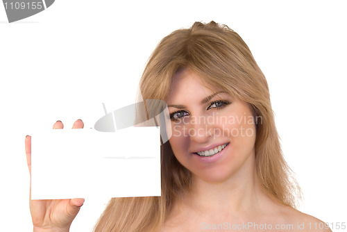 Image of The charming girl with a visiting card