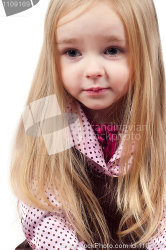 Image of Portrait of little cute girl with long hair