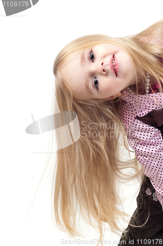 Image of Portrait of little cute girl with long hair