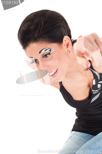 Image of Woman with color face art