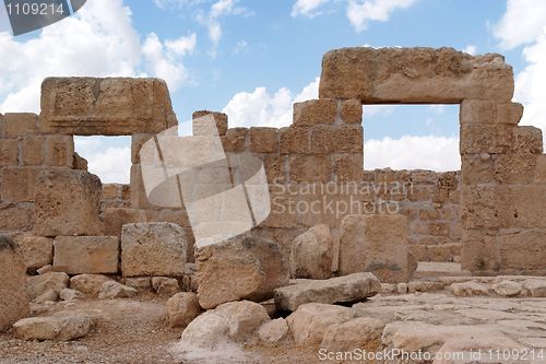 Image of Double stone entrance to ruined ancient synagogue 