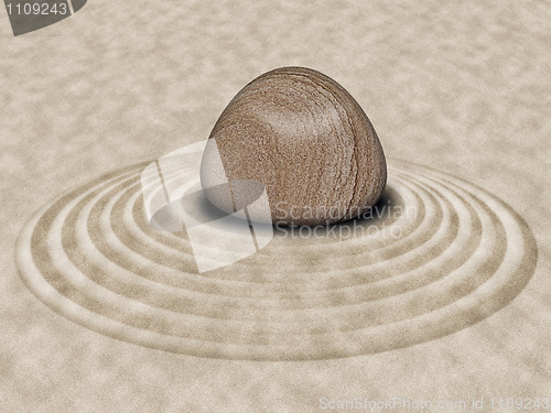 Image of Zen Stone on Sand Garden Circles