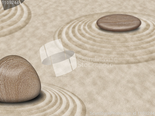 Image of Zen Stones on Sand Garden Circles 2