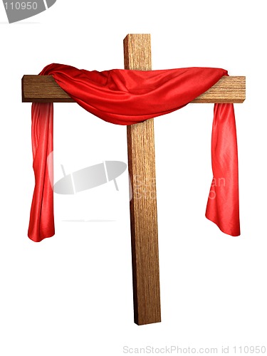 Image of Cross Draped in Red