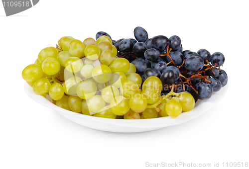 Image of Grapes are two different varieties in plate