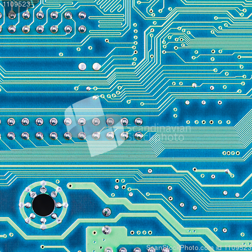 Image of Hi-tech electronic circuit board blue texture