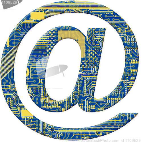 Image of Symbol from electronic circuit board alphabet on white backgroun