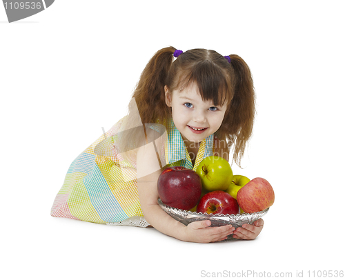 Image of Little girl with apples