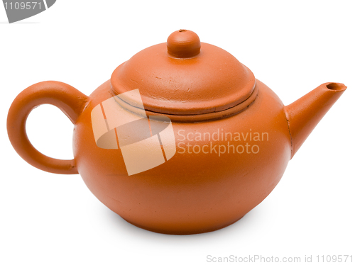 Image of Ancient clay pot on white background