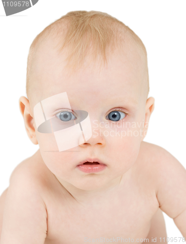 Image of Portrait of a baby on white background