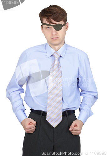 Image of Terrible one-eyed man isolated on white