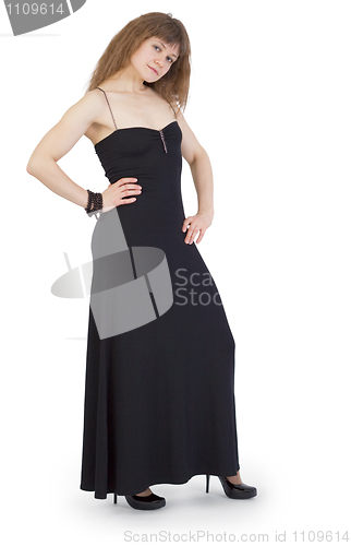 Image of Beautiful young woman in long gown