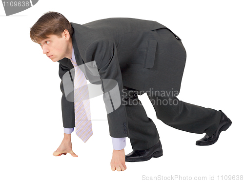 Image of Businessman ready to compete on white background
