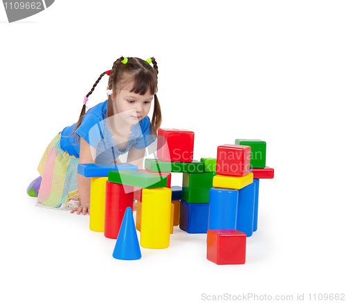 Image of Child playing isolated on white background