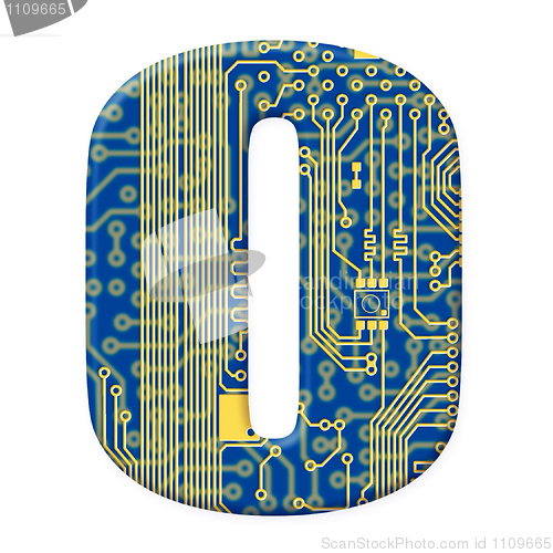 Image of Letter from electronic circuit board alphabet on white backgroun