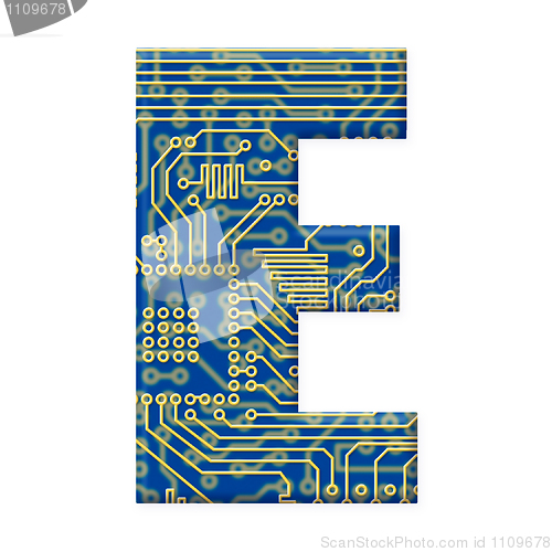 Image of Letter from electronic circuit board alphabet on white backgroun