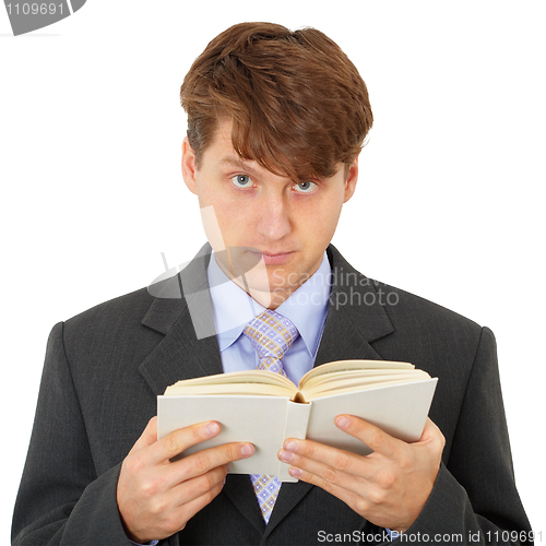 Image of Man reads book isolated on white background