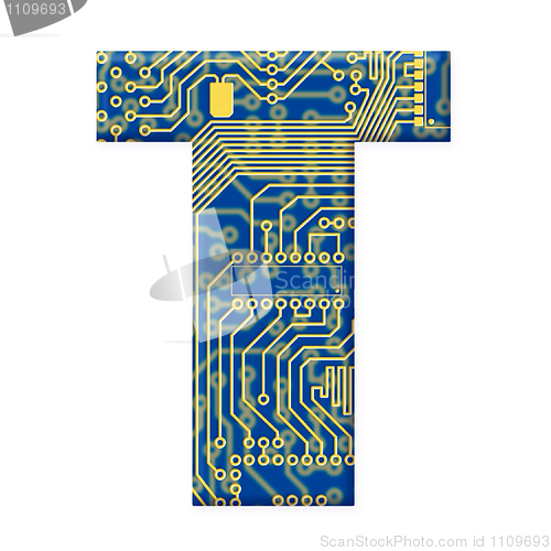 Image of Letter from electronic circuit board alphabet on white backgroun