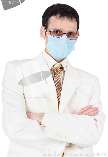 Image of Businessman in sterile medical mask