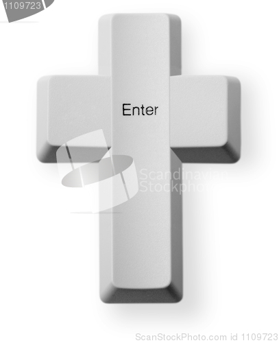 Image of Computer button Enter - Christian cross