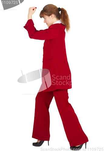 Image of Business woman blocking blow with hands