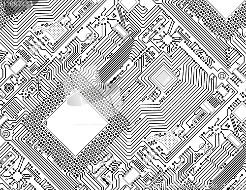 Image of Printed monochrome industrial circuit board background