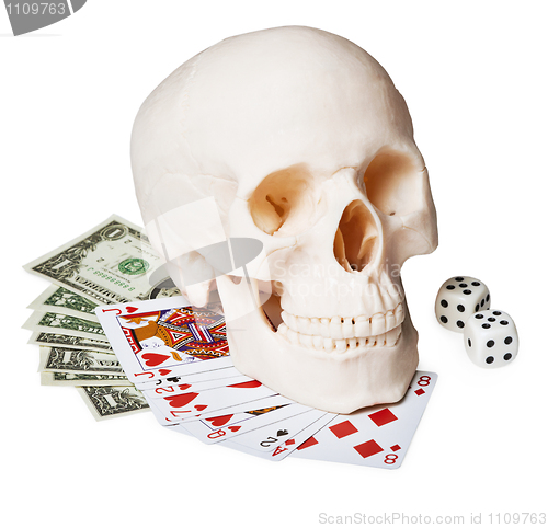 Image of Skull on money and cards