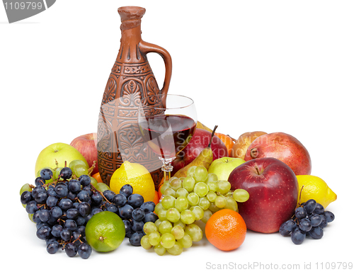 Image of Artistic composition of fruit and jug