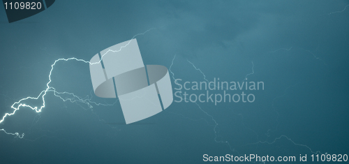 Image of Panoramic photograph lightning flashes