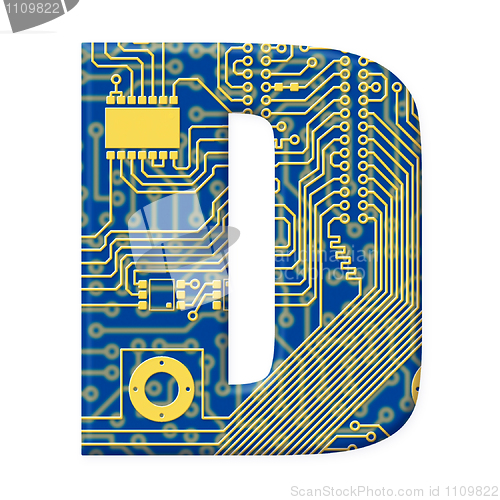 Image of Letter from electronic circuit board alphabet on white backgroun