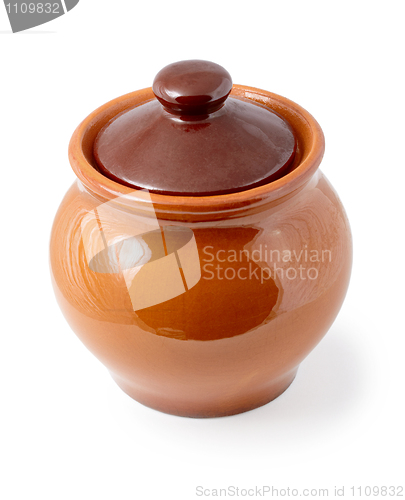 Image of Enameling ceramic pot on white background