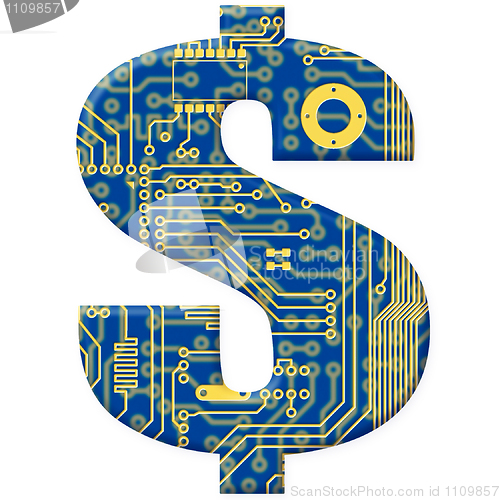 Image of Symbol from electronic circuit board alphabet on white backgroun