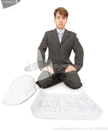 Image of Engineer is thinking over drawing