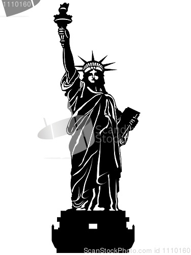 Image of Statue of Liberty Black and White Illustration