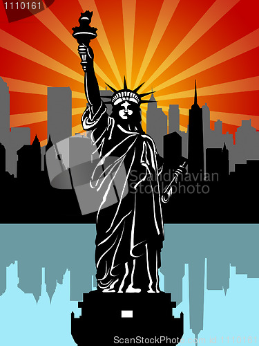 Image of Statue of Liberty Black and White Illustration