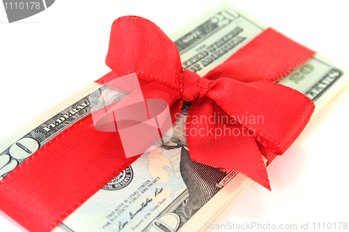 Image of Dollar bills with bow