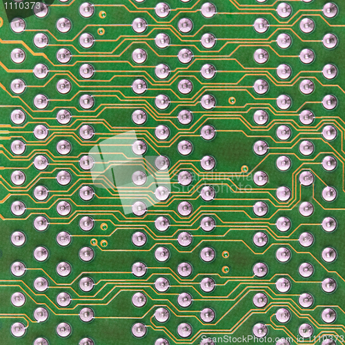 Image of Circuit board electronic green square pattern