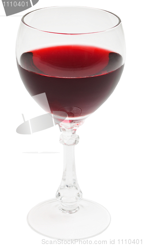 Image of Glass filled by red wine on white background