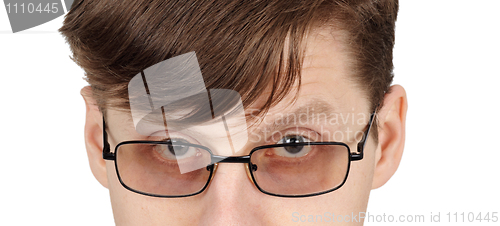 Image of Eyes of man with glasses