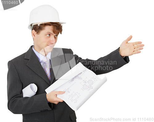 Image of Engineer - builder shows direction