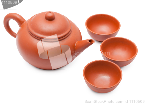 Image of Ceramic teapot and cups