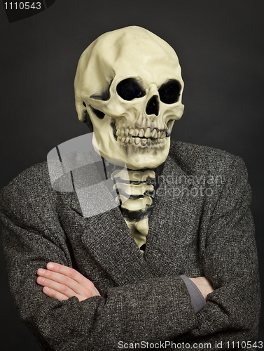 Image of Portrait of person in skeleton mask