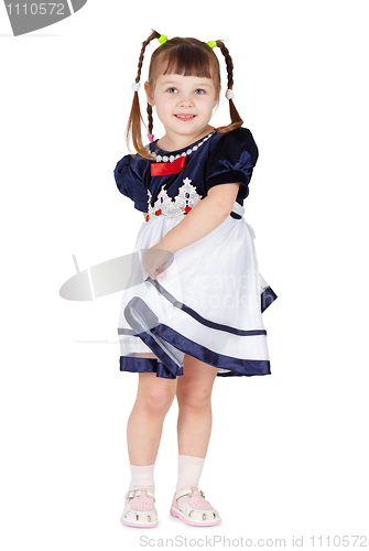 Image of Coquettish little girl on white background