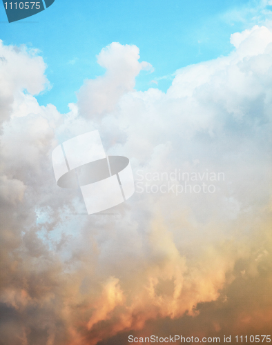 Image of Picturesque clouds in bright evening sky