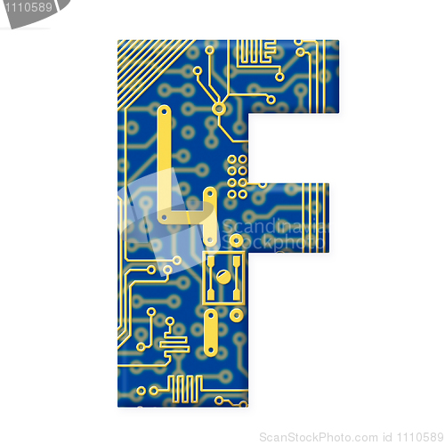 Image of Letter from electronic circuit board alphabet on white backgroun