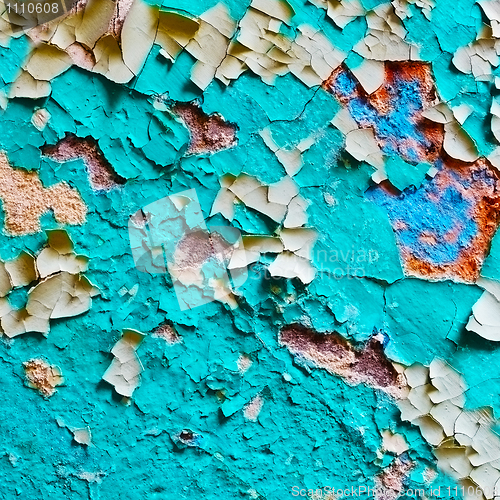 Image of Damaged paint on surface of old wall