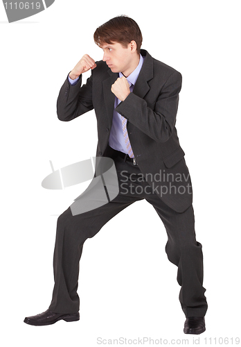 Image of Businessman  in boxing fighting stance