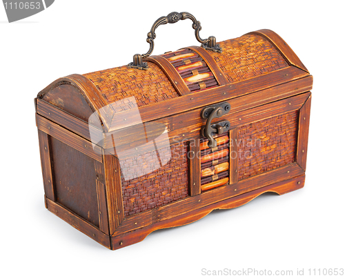 Image of Big old wooden chest isolated on white