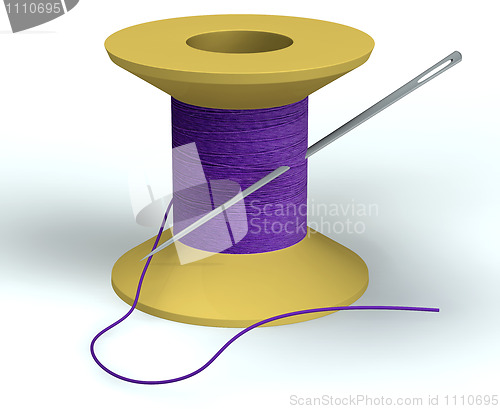 Image of purple bobbin with needle