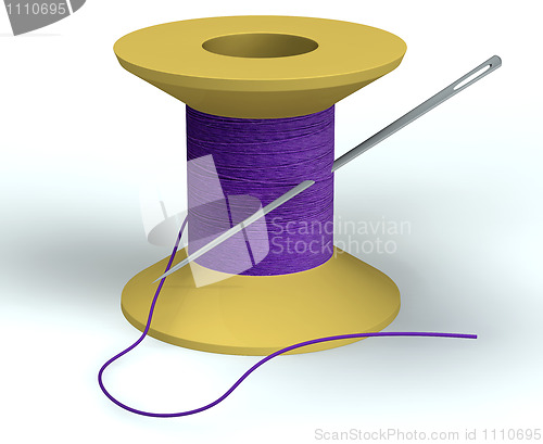 Image of purple bobbin with needle